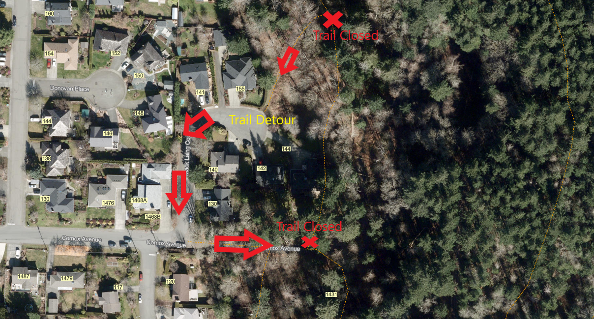 Map of detour at Brooklyn Creek Greenway