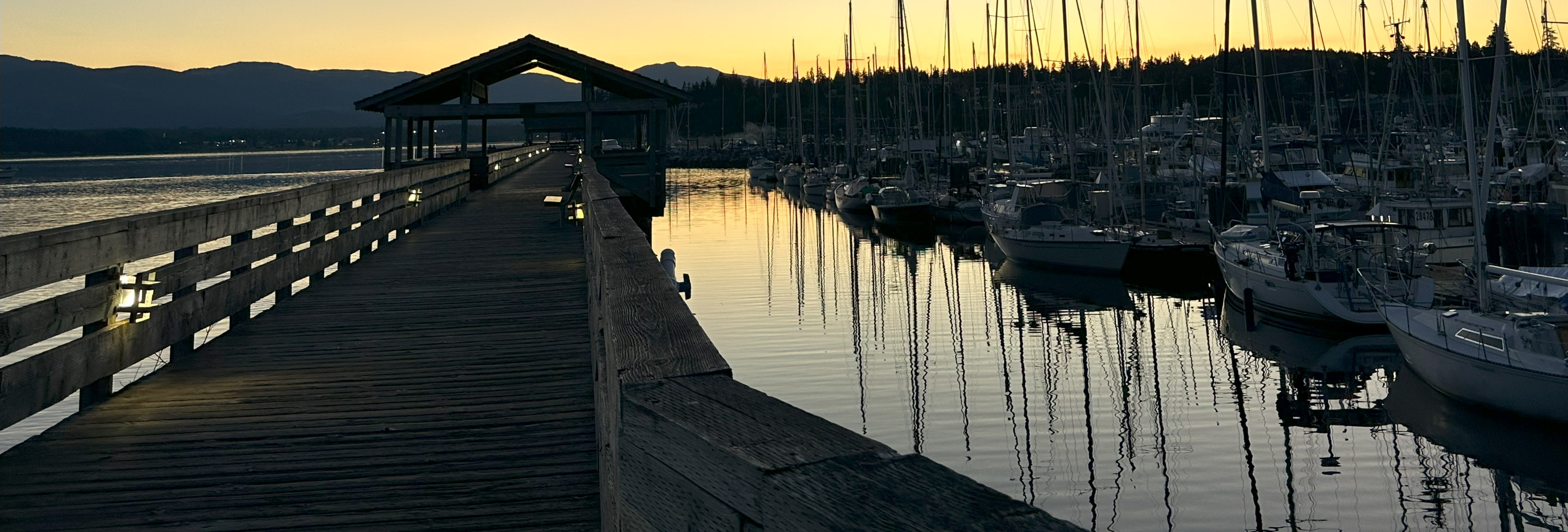 Comox Dock with Sunset Homepage Banner