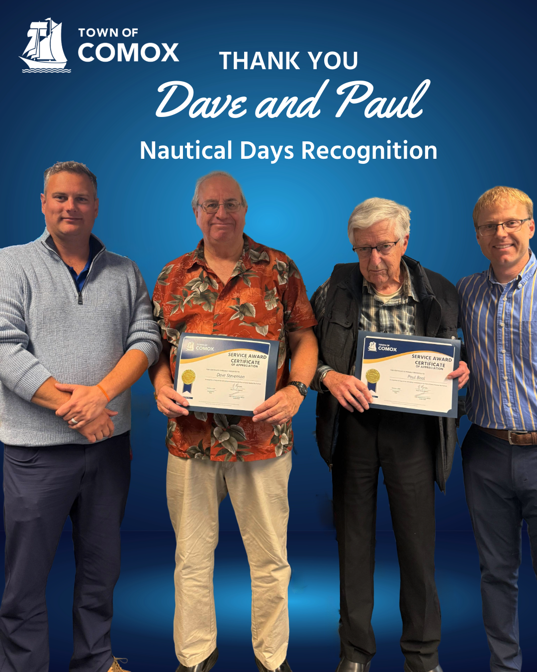 Service awards presented to Dave and Paul