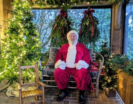 Santa sitting in a Chair at Filberg Park