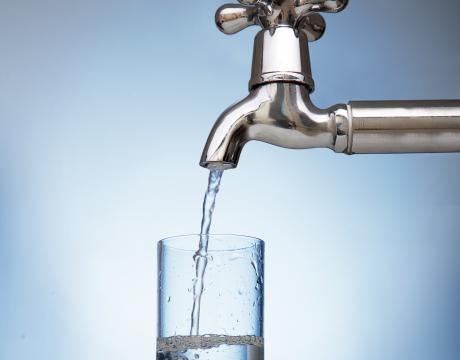 Water running out of tap