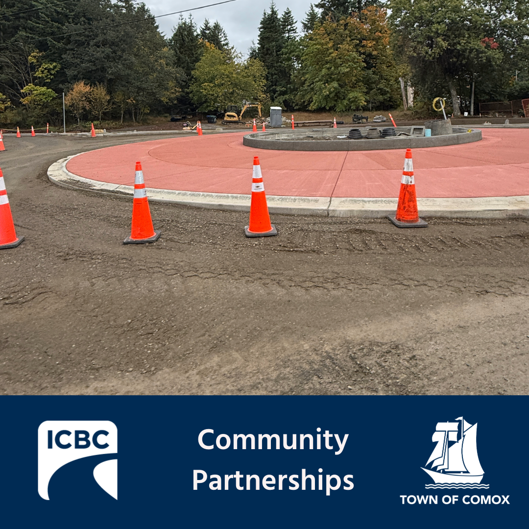 Glacier View Road and Comox Ave roundabout