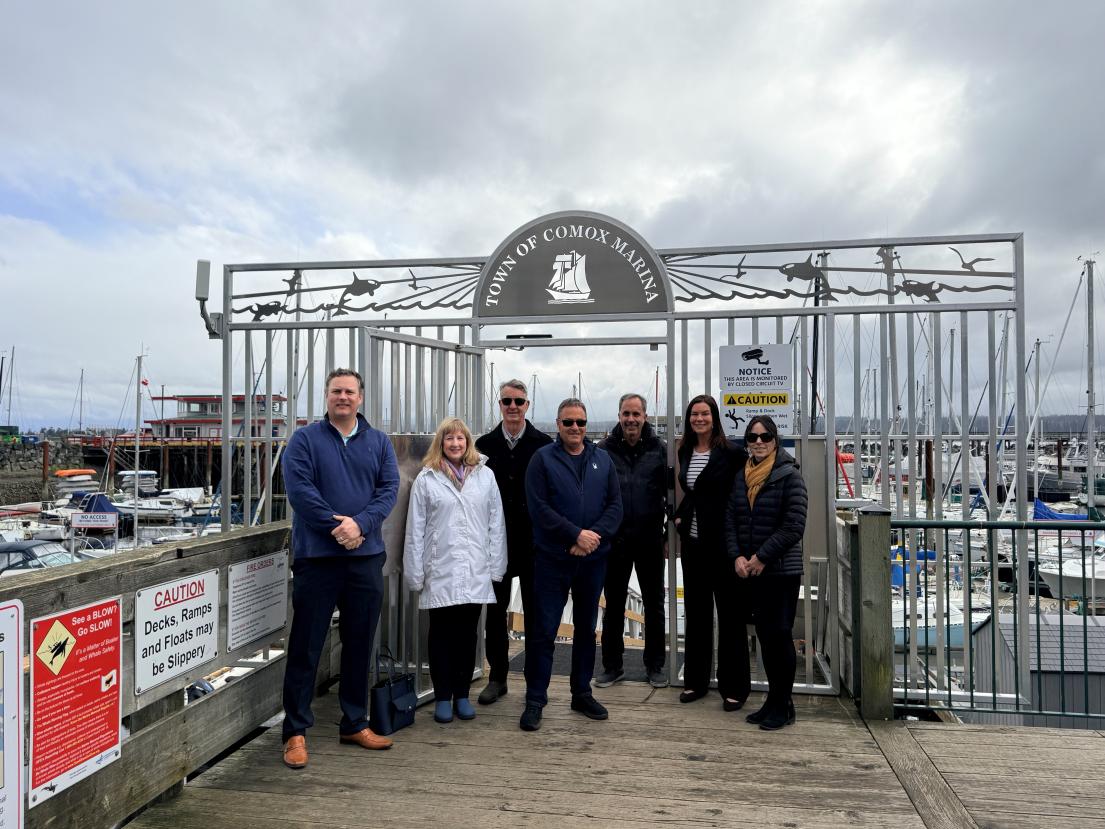 Comox Council and BIA Board members at opening of the dock