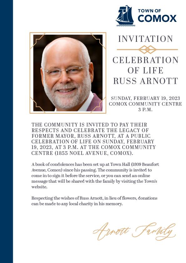 Celebration of Life Invitation - Russ Arnott 