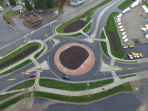 Overhead shot of roundabout