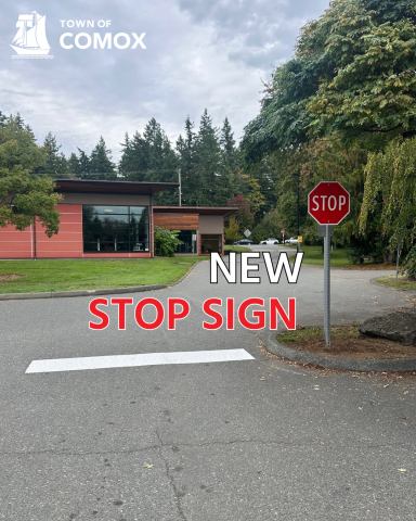 A New Stop Sign at the Comox Community Centre 